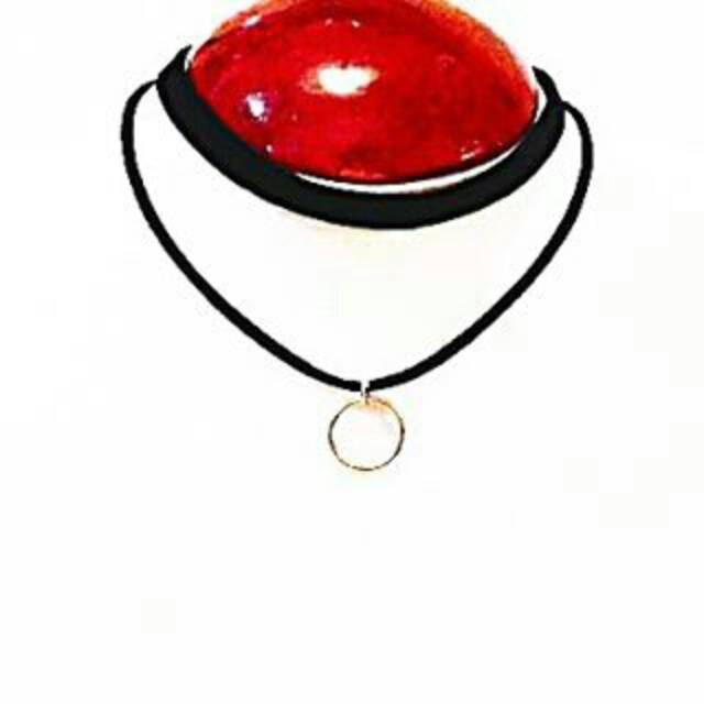 Double Golden Ring Velvet Choker Necklace | Kalung Handmade Premium Collection