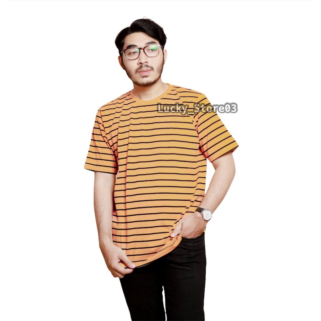 Kaos Stripe Kuning Kunyit List HItam Shopee Indonesia Kaos Stripe Kuning Kunyit List HItam Shopee Indonesia