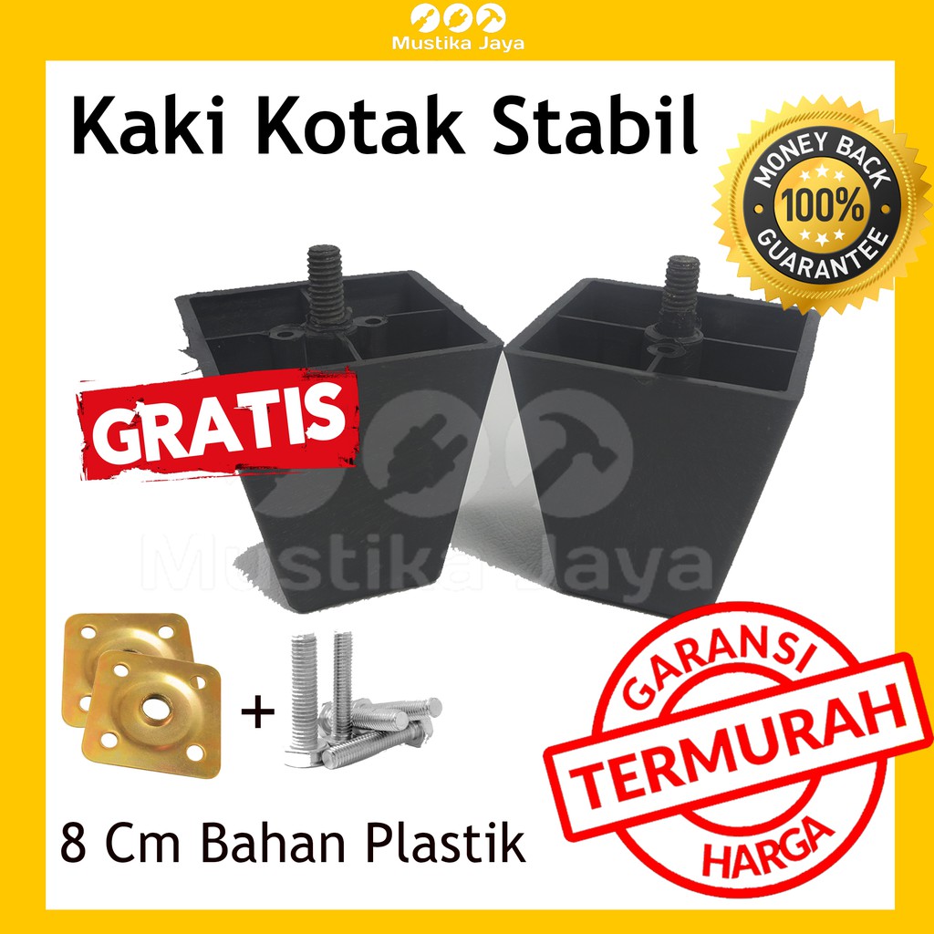 Kaki Sofa Spring Bed Kotak Stabil 8 Cm Spring Bed Hitam Plastik Gratis Ring Stabil