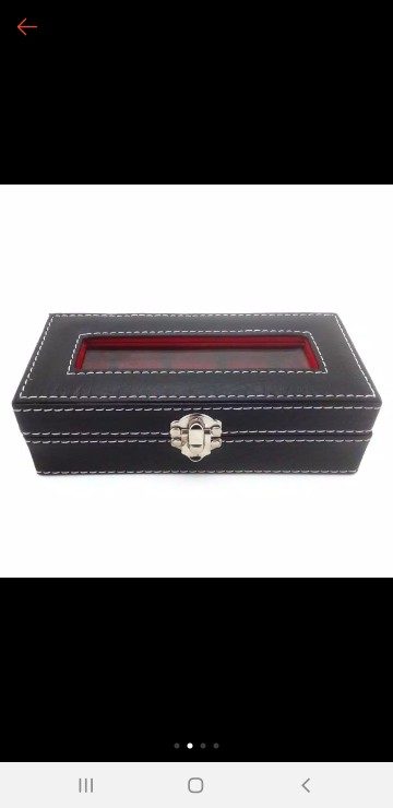 [kualitas Super] Kotak Box Cincin Batu Akik Kaca Jahit Flat - Isi 10 - Hitam Dlm Merah