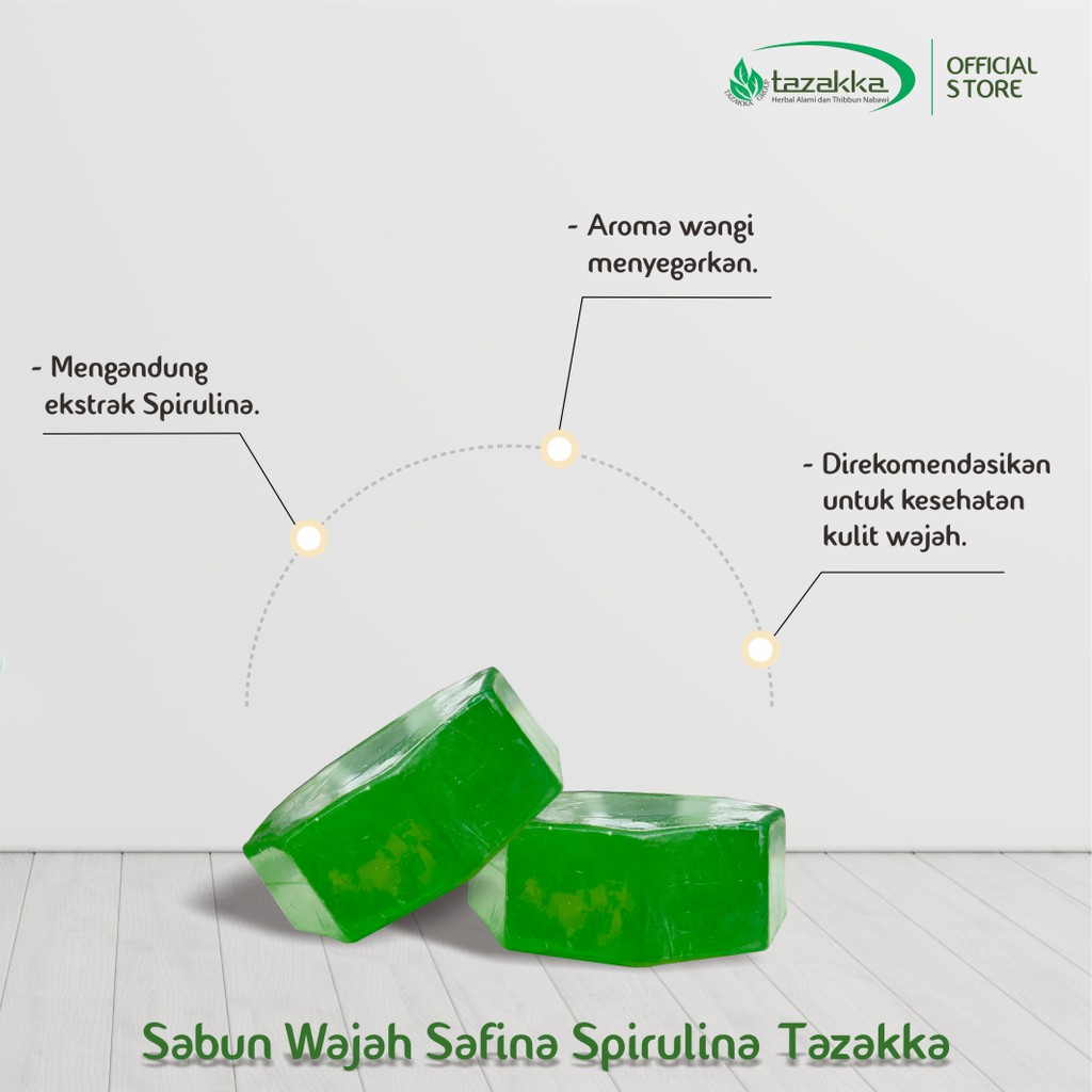 SABUN SPIRULINA SAFINA Herbal Tazakka Sabun Muka Pembersih Wajah ORIGINAL Halal BPOM.