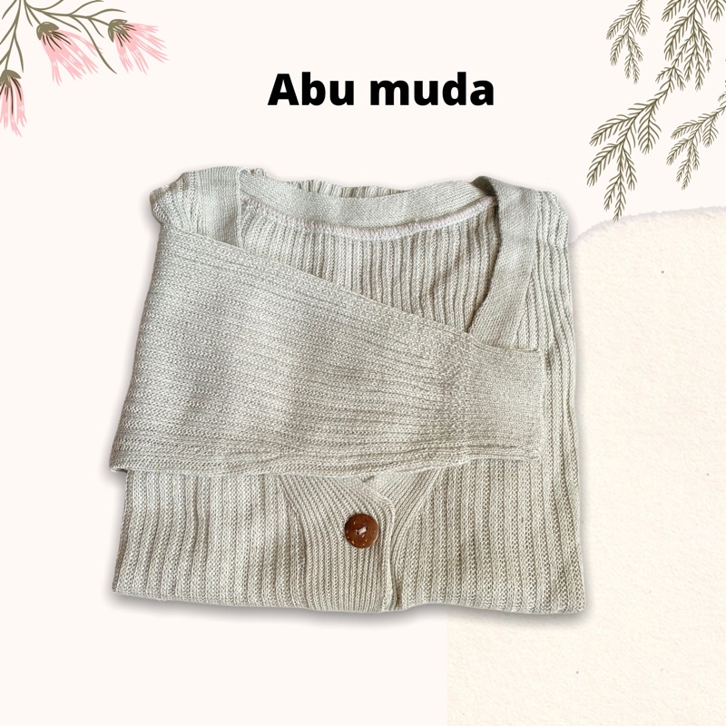WILLY CARDIGAN RAJUT / CARDIGAN CROP RAJUT / Cardigan rajut crop kancing batok / WILLY CROP CARDY RAJUT-Abu muda