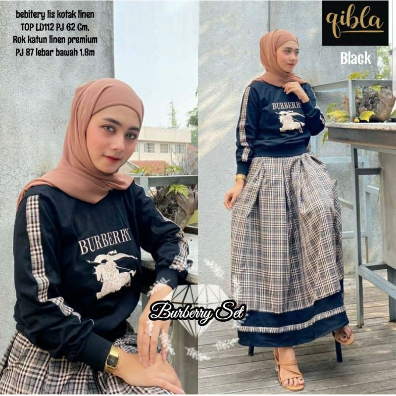 baju burberry cewek/baju setelan cewek/ baju setelan rok/lengan panjang