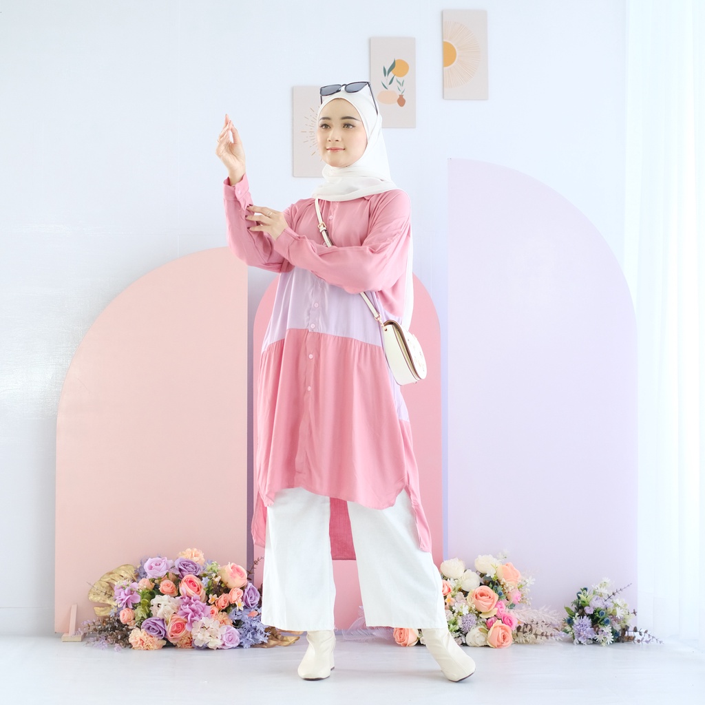 (DBY) TUNIK KEMEJA MAUDYA OVERSIZE RUFFLE DAILY BUSUR DRESS RAYON