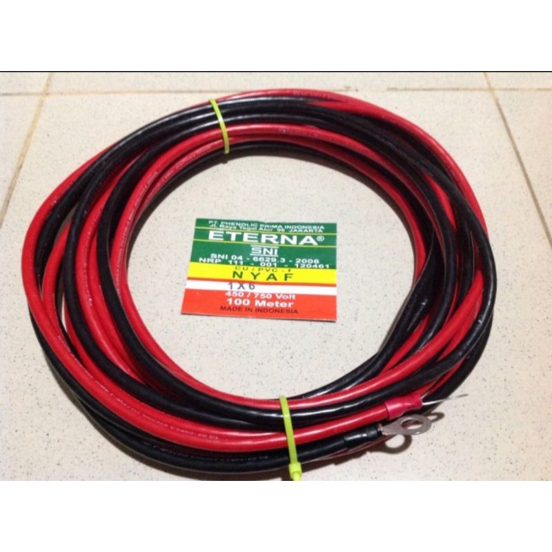 Kabel Aki Solar Panel 6mm2, Panjang 5 meter NYAF Eterna
