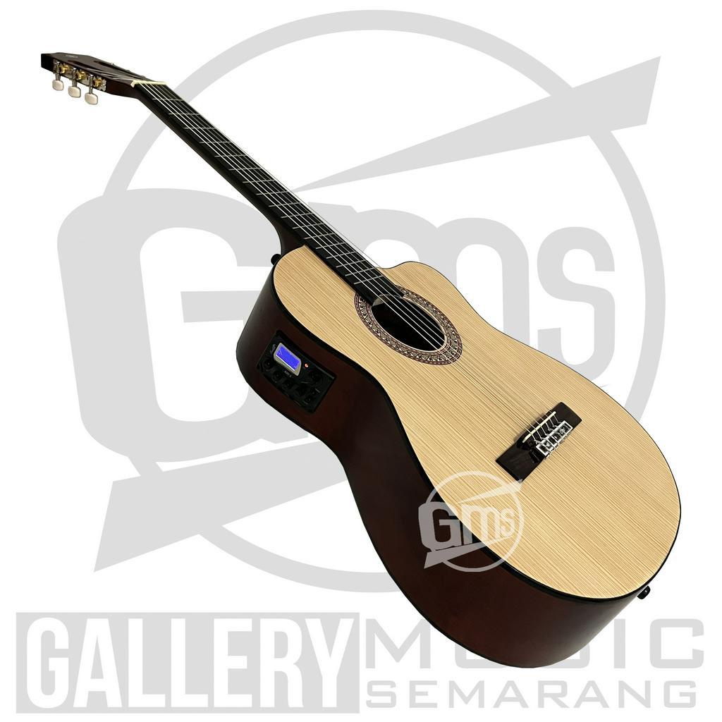 Gitar Klasik Elektrik Cutaway Nylon C315 Tanam Besi Gitar Klasik Elektrik Cutaway Equalizer Tuner Cowboy AW-1