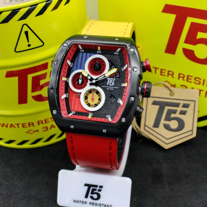 JAM TANGAN PRIA T5 H 3877 ORIGINAL TWO TON STRAP CHRONOGRAPH STOPWATCH