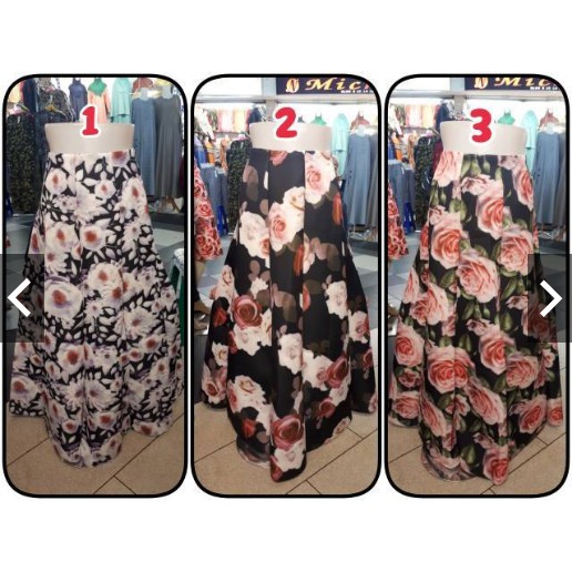 Rok panjang scuba foam ombre gradasi bunga scuba foam long flare skirt import thailand asli bangkok