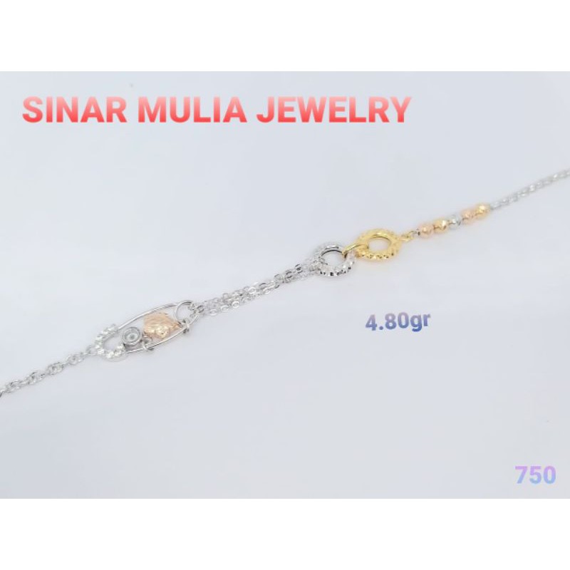 GELANG RANTAI EMAS PUTIH ASLI 750