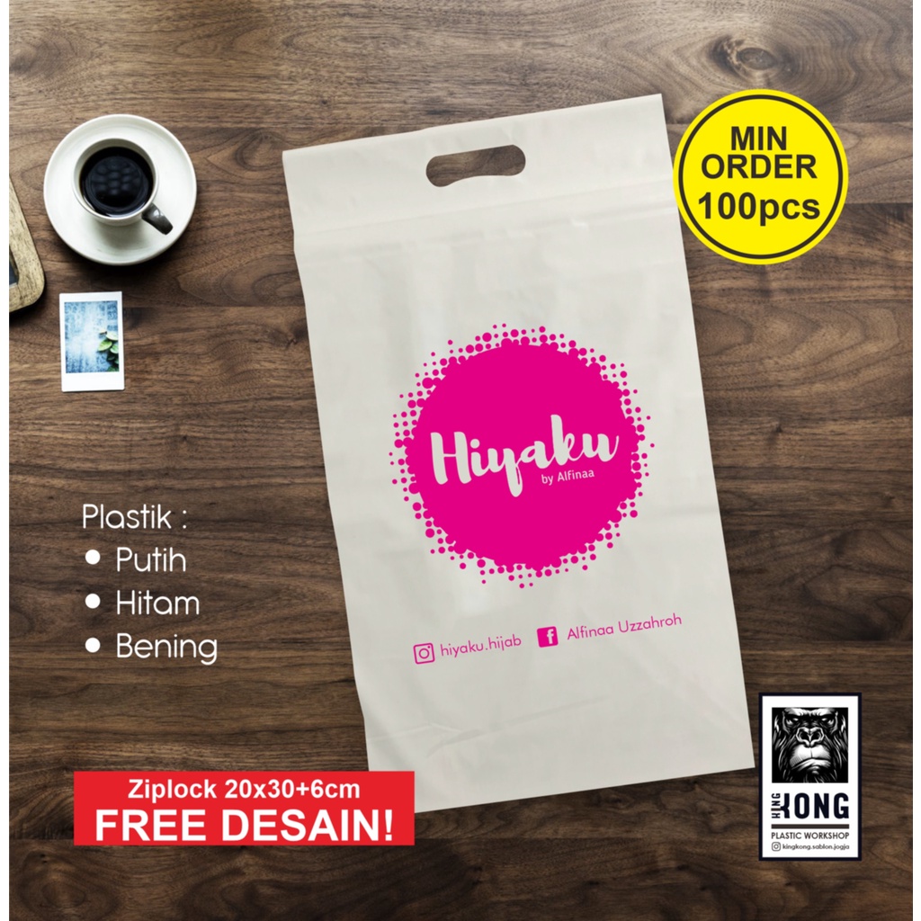 

plastik ziplock 20x30+6cm, custom sablon 1 warna (min order 100pcs)