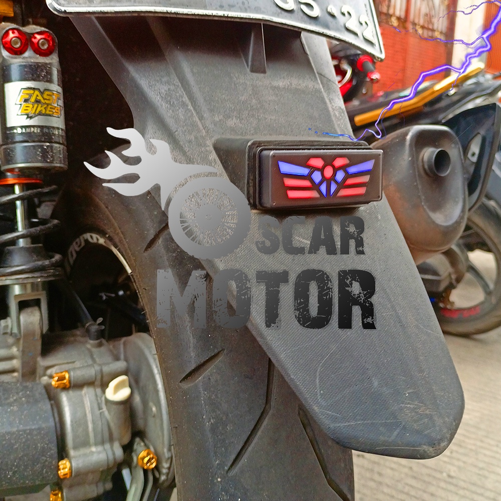 LAMPU VARIASI SPAKBOR BUNTUT LED FLASH AND RUNNING STOP HONDA YAMAHA X motor