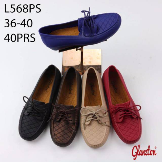 L568PS Sepatu Flat Motif Wajik Tali Glanzton