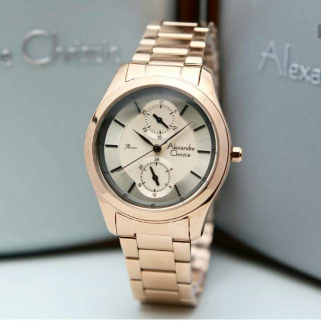 JAM TANGAN WANITA ROSEGOLD  RANTAI ALEXANDER CRISTIE CHRISTIE 2812 CEWEK