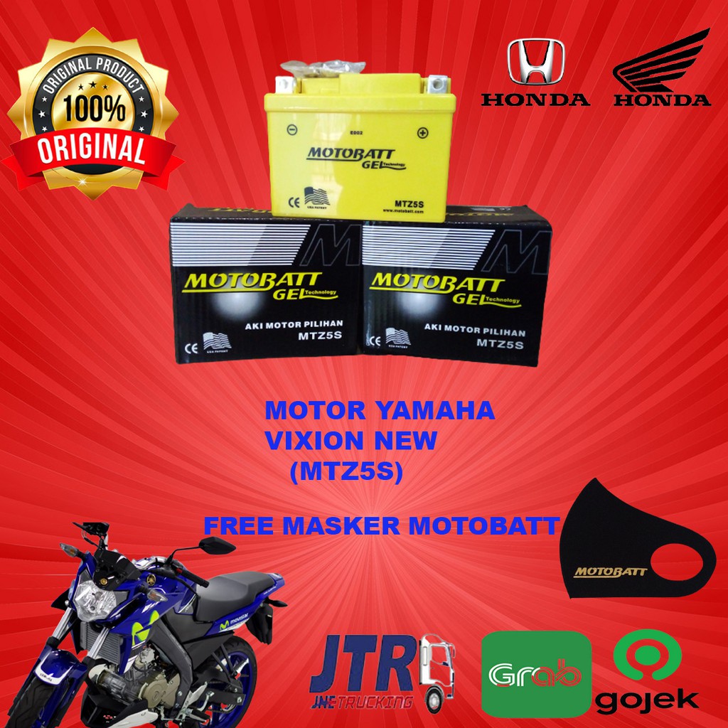 AKI KERING MOTOBATT GEL MTZ5S MOTOR YAMAHA VIXION NEW ACCU ORIGINAL