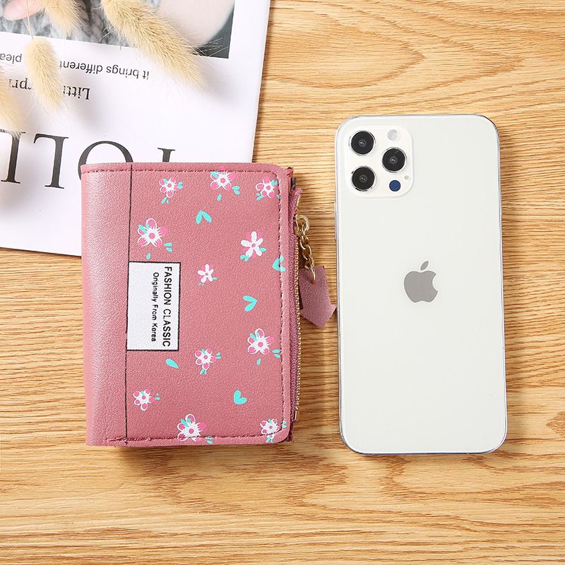 ZY 53  Dompet Lipat Mini Wanita Motif bunga Import