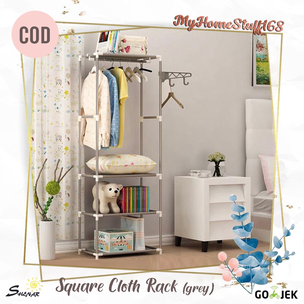 SHENAR &amp; GM GANTUNGAN SULING TEMPEL TEMBOK GANTUNGAN BAJU SERBAGUNA-SQUARE CLOTH RACK