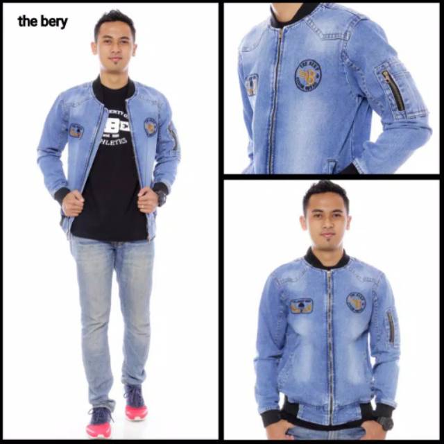 (BAYAR DI TEMPAT/COD) JAKET JEANS BOMBER/  JAKET JEANS THE BERY BORDIR