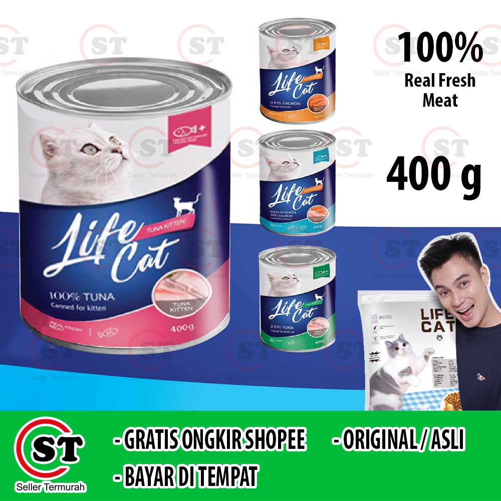 Jual Makanan Kucing Kaleng Life Cat Can Kitten Adult 400gr Tuna