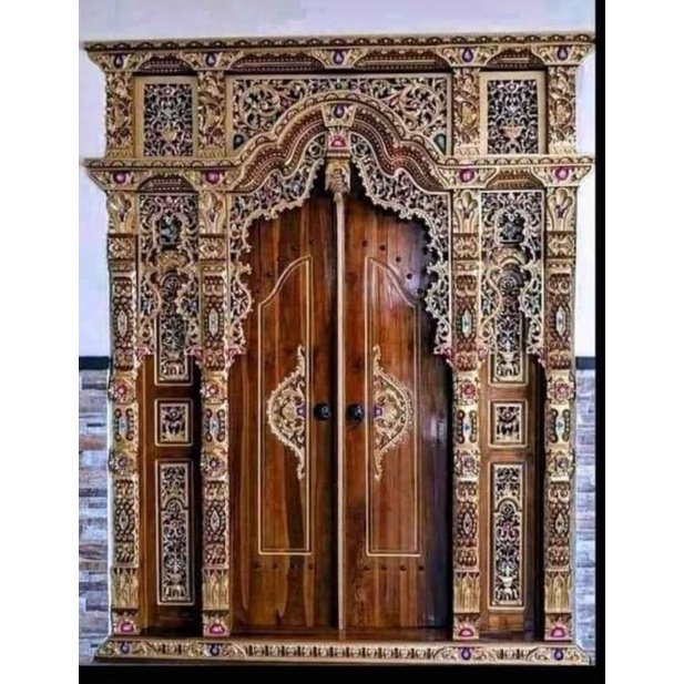 Pintu Gebyok Ukir Kayu Jati Perhutani