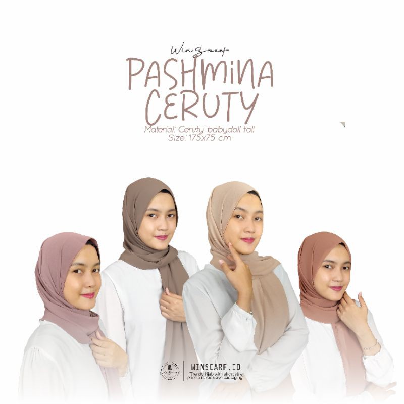 Pashmina ceruty tali insatant babydoll warna coklat milo cream hazelnut murah nyaman