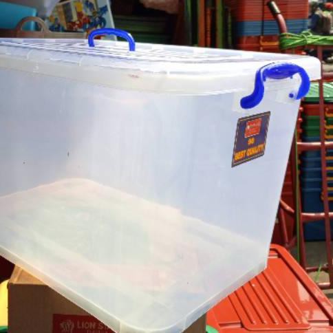 ❂ Box Container Bening 90 L Transparan Roda ▲