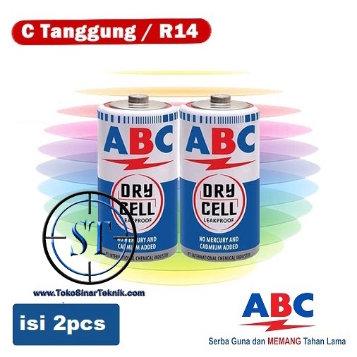 Baterai ABC Size C Biru R14 Battery Ukuran Tanggung / Sedang 1.5V (1 Set Isi 2 Pcs) R-14 Batre Senter Alat Musik dan Mainan