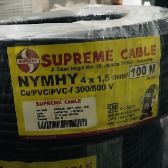 Kabel Listrik Serabut Hitam NYYHY / NYMHY 4 x 0.75 4 x 0,75 4x0,75 4x0.75 Supreme (Meteran) Kabel NY