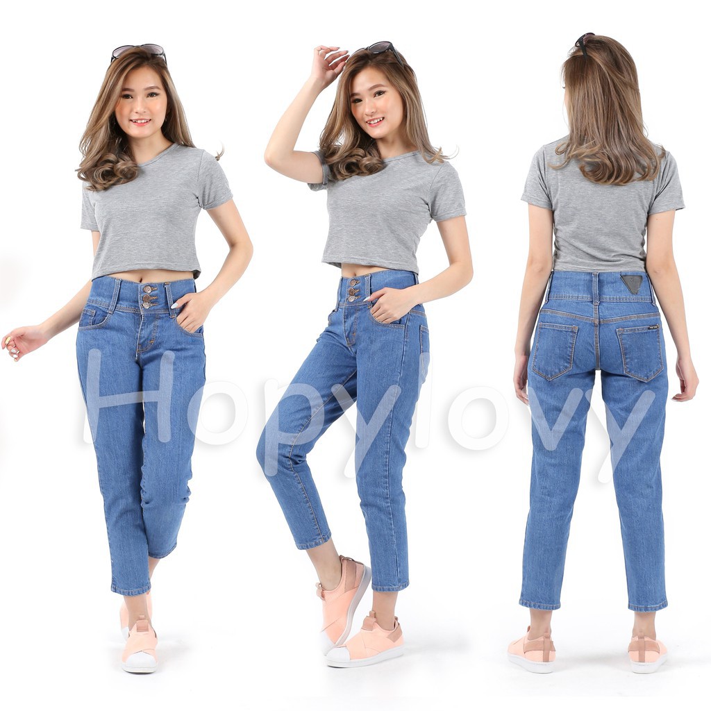 Hopi Promo Celana Boyfriend Jeans Wanita Triple Buttons Shakira Murah