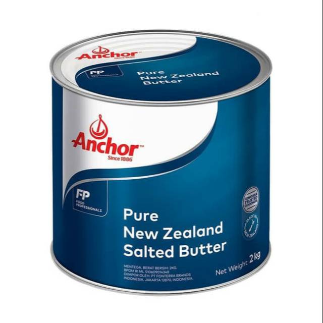 Anchor Pure Salted Butter Kaleng 2 KG Mentega Room Butter roombutter Bahan Kue Makassar cod