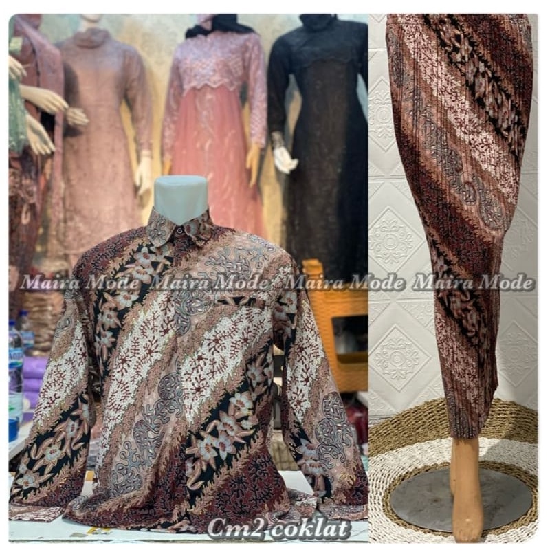 BATIK COUPLE / BAJU BATIK COUPLE / BATIK SET / SETELAN COUPLE ROK PLISKET / ROK PLISKET COUPLE KAMEJA BATIK / ROK