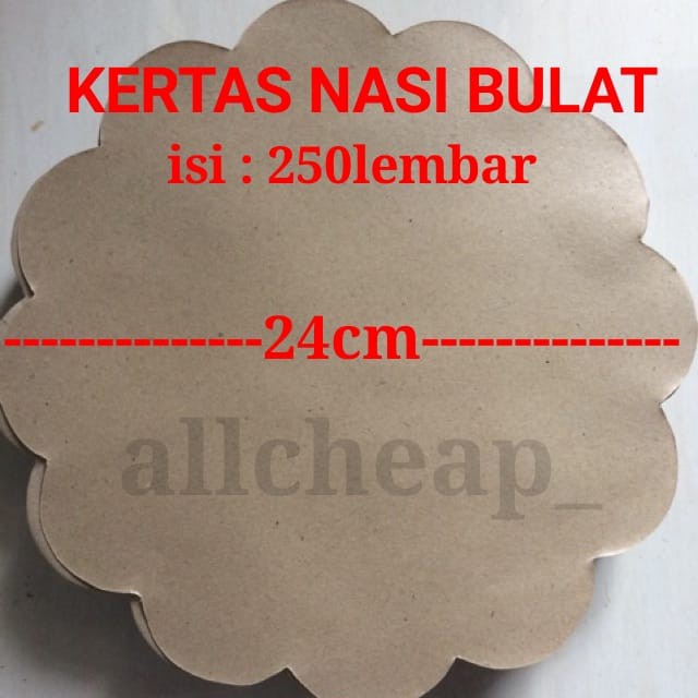 ISI 250LEMBAR KERTAS NASI ALAS BAKUL BULAT KERTAS NASI BULAT BUNGA 24cm