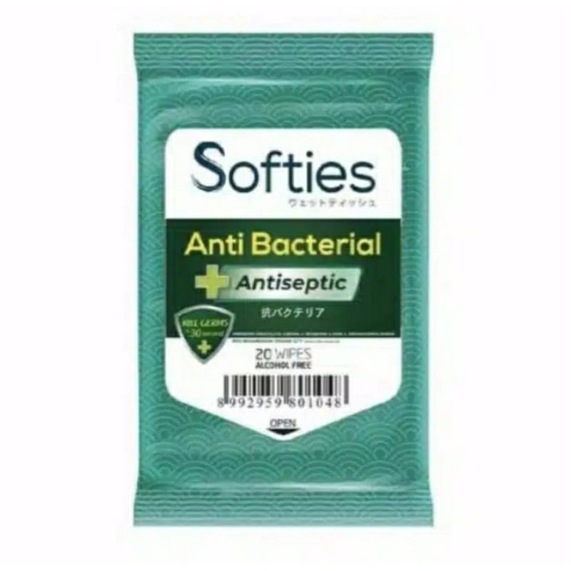 Softies anti bacterial antiseptic tisu basah 20 wet Wipes tissue basah