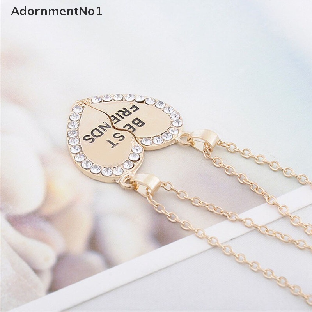 (AdornmentNo1) Kalung Rantai Dengan Liontin Hati Motif Tulisan Best Friend Untuk Wanita