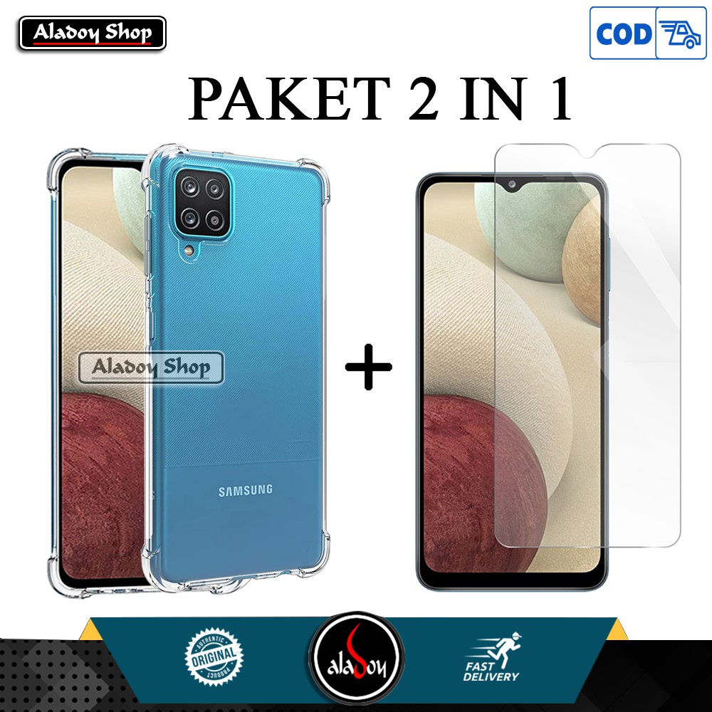 Case Samsung A12 Ultra Slim Anti Crack Soft Case Casing + Tempered Glass Layar Clear Samsung A12