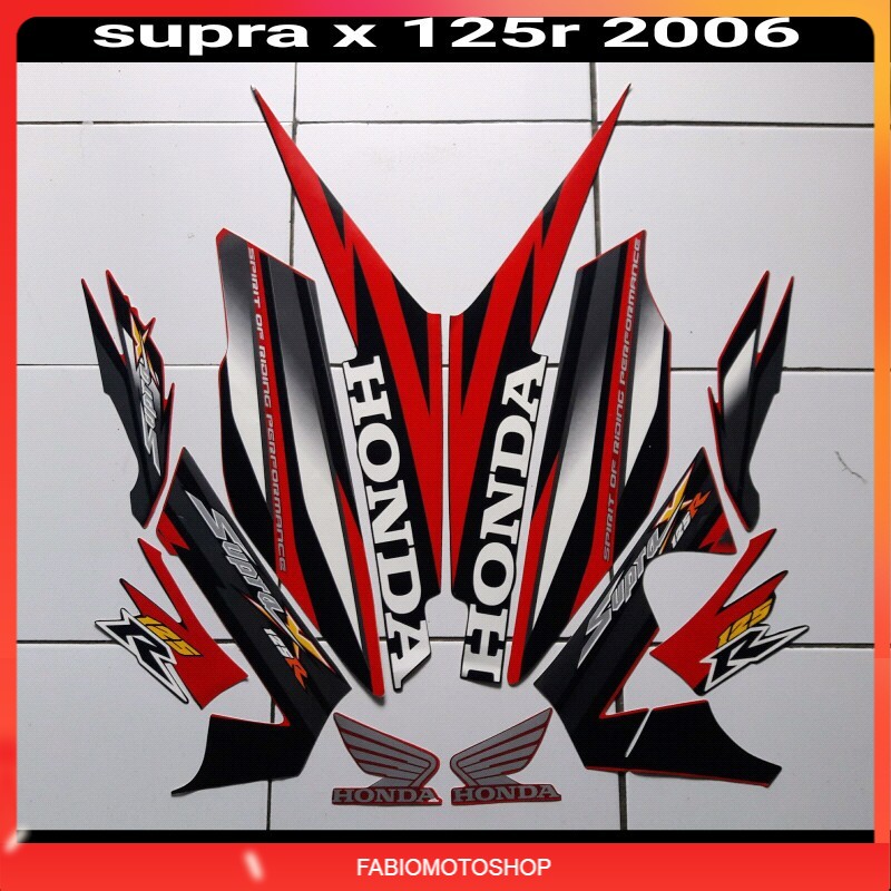 stiker motor supra x 125r 2006 hitam merah