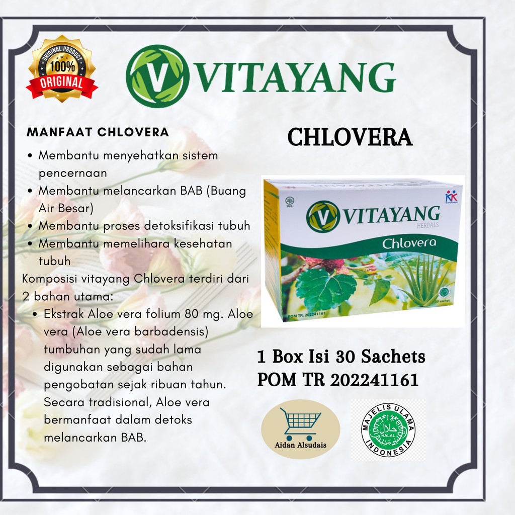 

NEW!! Vitayang Chlovera (30 Sachet @1gr) Alami Melancarkan Buang Air Besar Sembelit Konstipasi