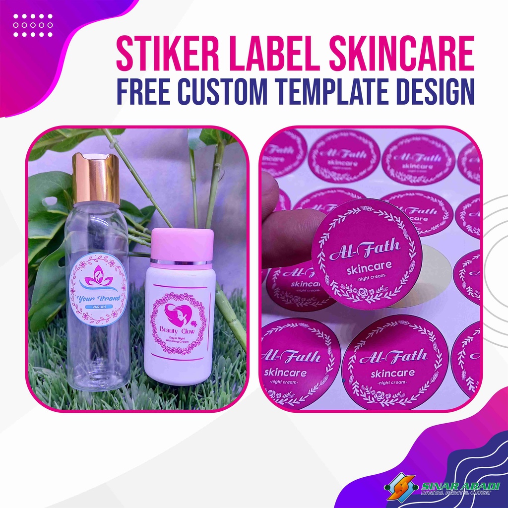 

STIKER CHROMO/CETAK STIKER LABEL LOGO SKINCARE murah Bandung Bahan A3 Free Template Desain
