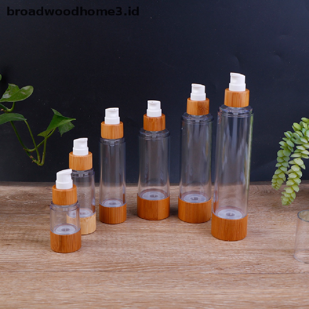 20-120ml Botol Pompa Vakum Kosong Bahan Bambu Untuk Makeup Serum Lotion