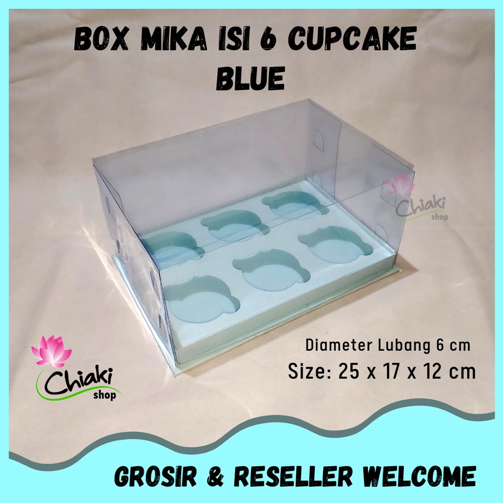 

Box Mika ALAS BLUE 25 x 17 x 12 Cupcake isi 6 Cake Pudding Tart Dus BIRU Karton Tebal Chiaki Kotak