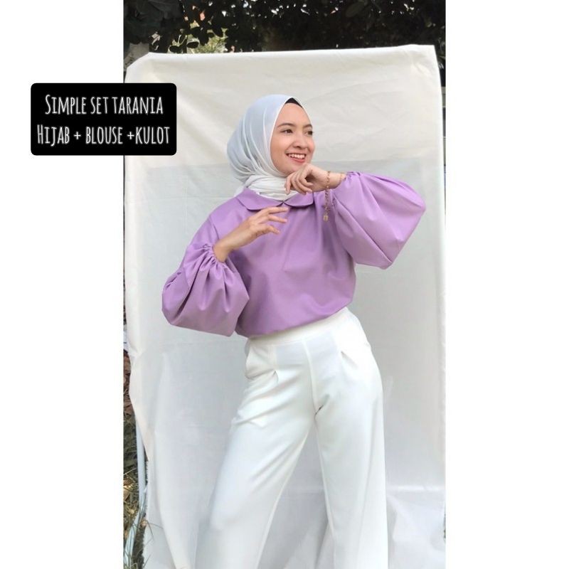 set ootd hijab + blouse + kulot scuba ootd hijab hits