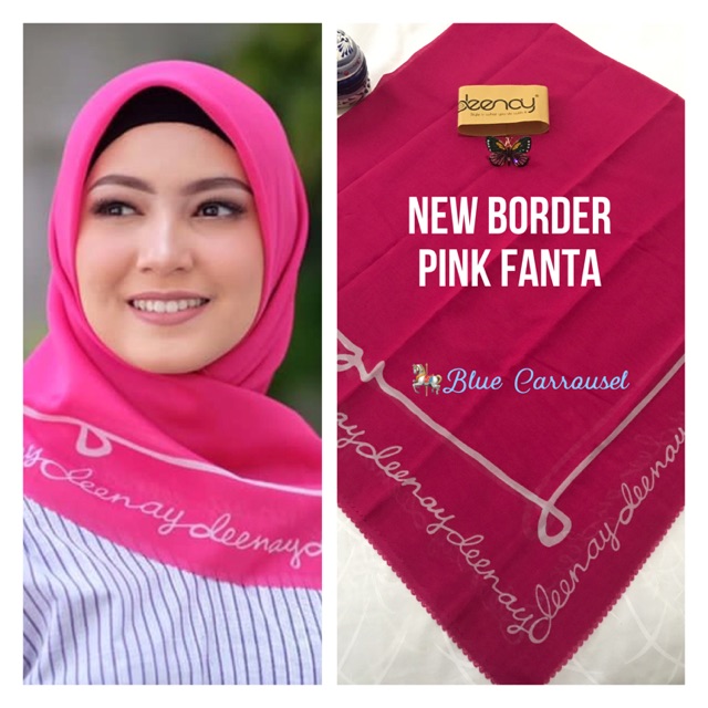 Deenay Border Voal Scarf Pink Fanta ♥️READY