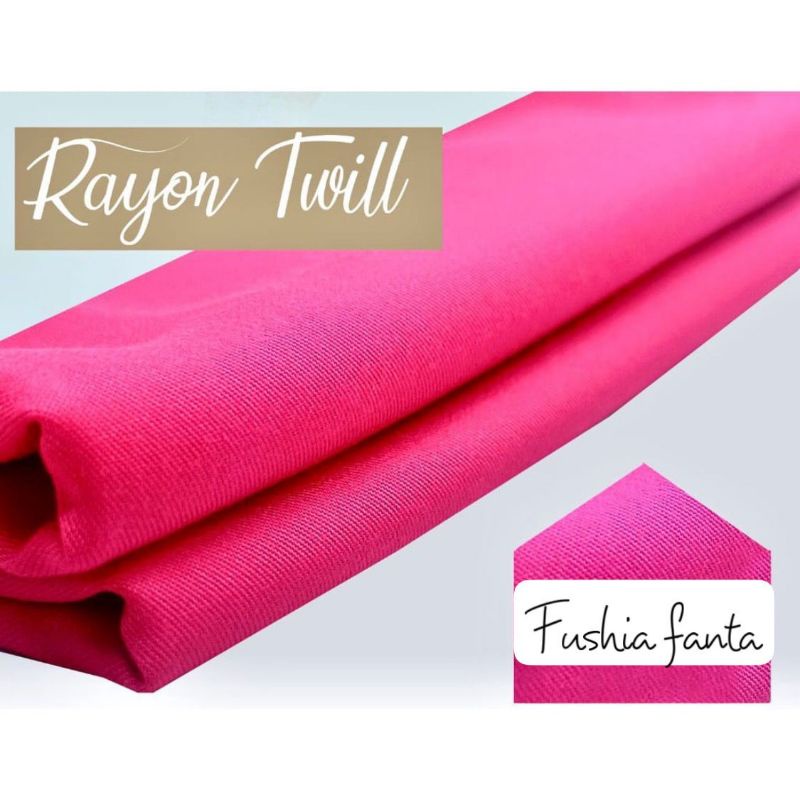 Multi kain rayon twill viscose sakura polos premium quality soft lembut tebal harga eceran-264 Fushia fanta