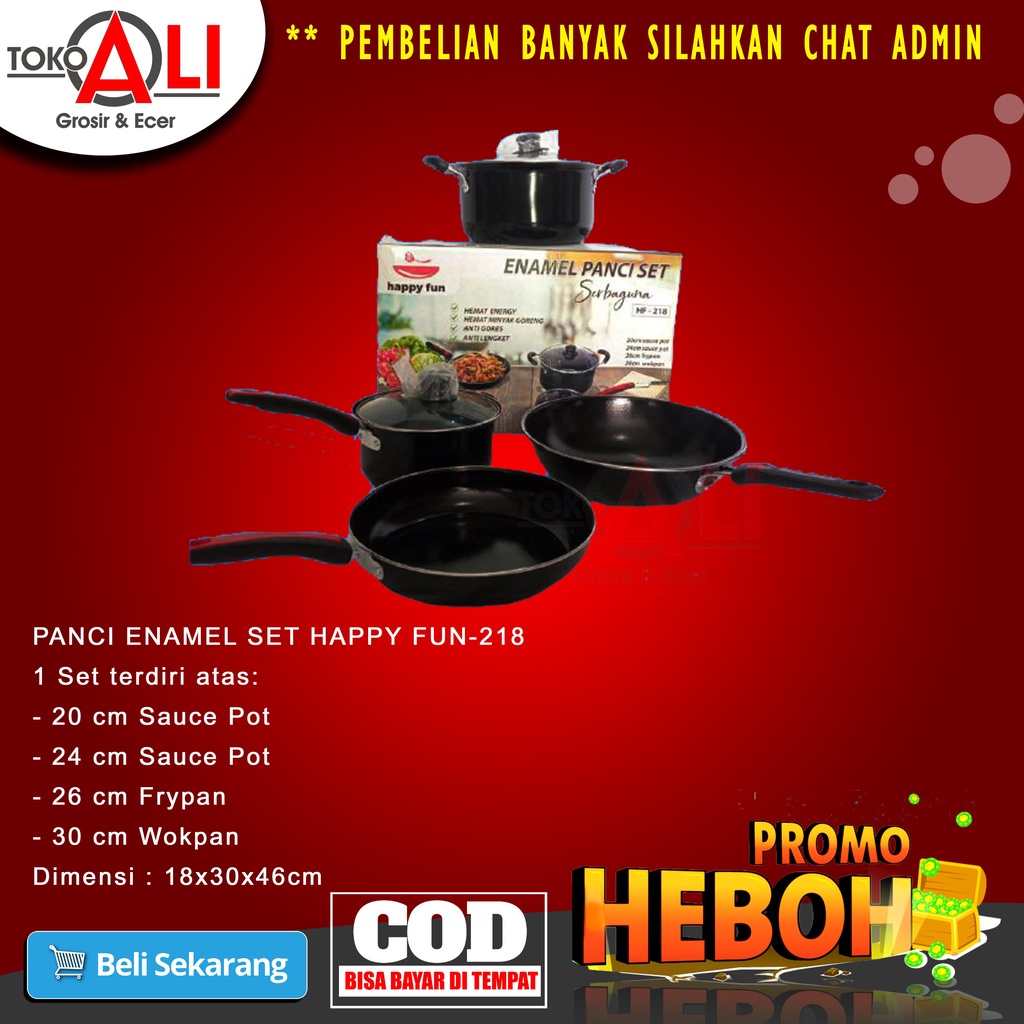 Panci set enamel Happy Fun HF 218