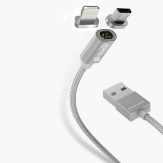 Kabel data magnetic wsken mini 2 in 1 lightning + micro usb.