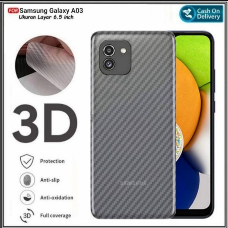 Samsung A03 A 03 skin carbon anti gores belakang karbon