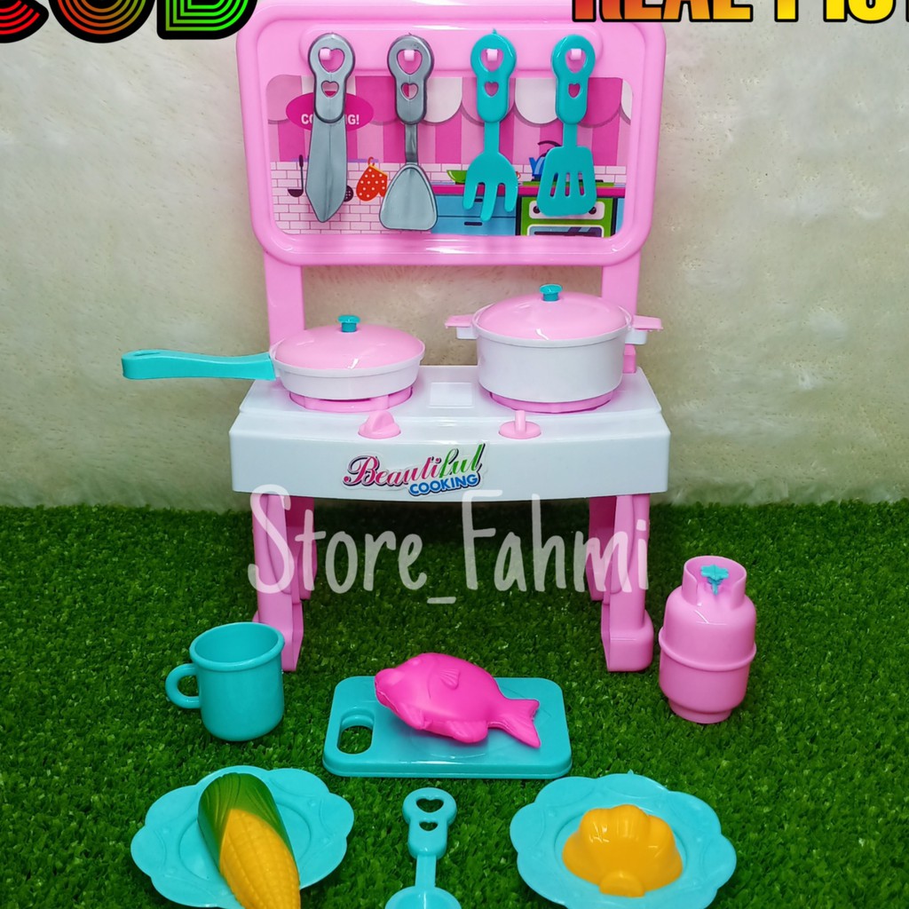  MAINAN  KITCHEN TABLE BATERAI COOKING SET MAINAN  MASAK  