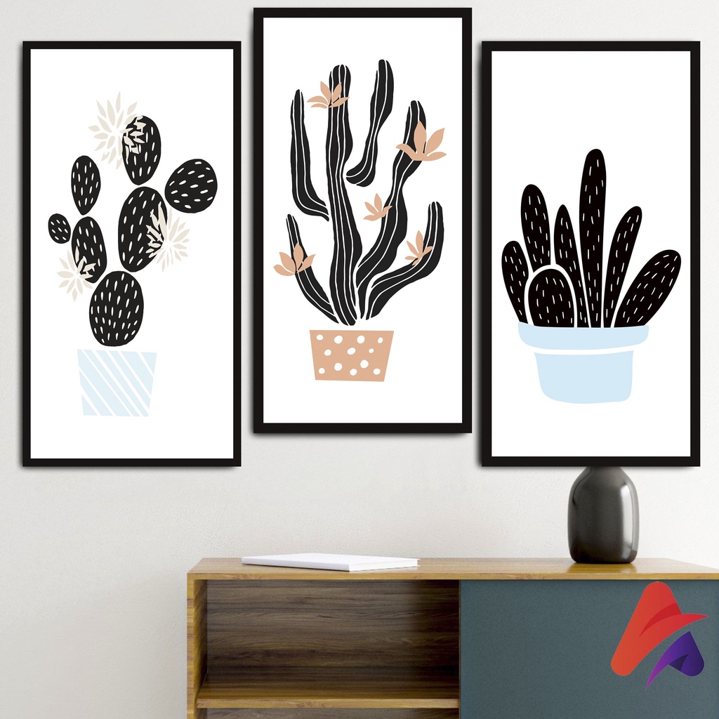 HIASAN DINDING KAKTUS CACTUS AESTHETIC MINIMALIS (15X30 CM) ABSTRAK BUNGA WALL DECOR HIASAN DINDING KAMAR PAJANGAN RUANGAN POSTER KAYU GAMBAR BUNGA ABSTRAK