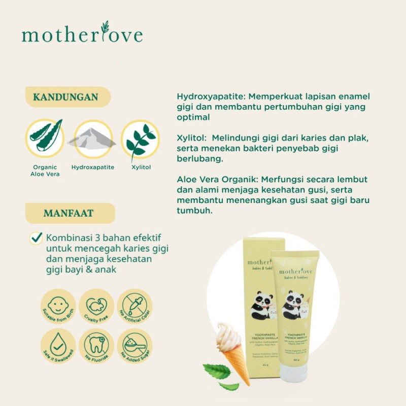 Motherlove Babies &amp; Toddlers Toothpaste Pasta Gigi Bayi - 50 gr