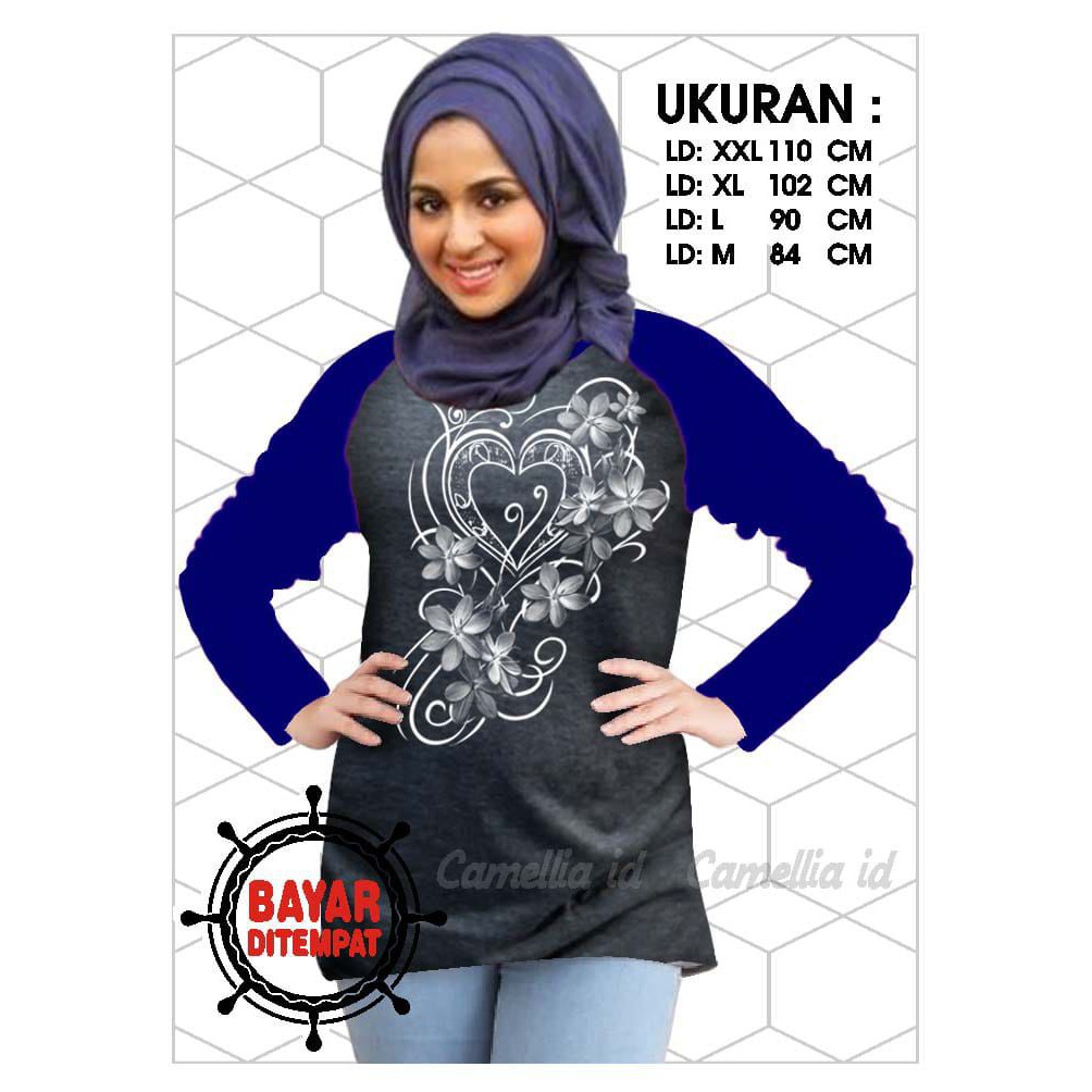 Kaos Raglan (B.LOVE)/Kaos Wanita Lengan Panjang/ Kaos Wanita/ Kaos Cewek/ Kaos Oblong/Misty