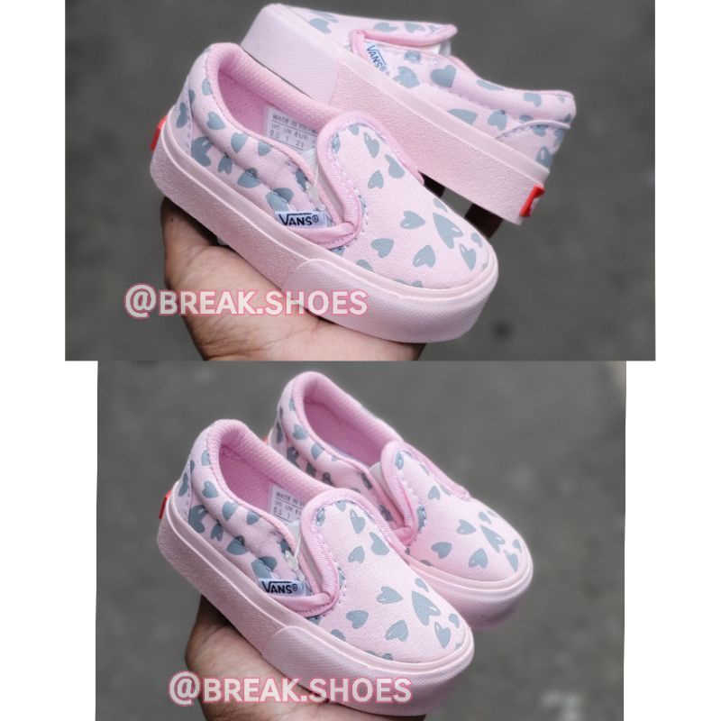 Sepatu anak slip on/oldskool pink love KeCe sepatu anak perempuan